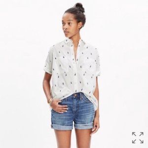 Madewell Courier Cotton Button Up w/ Birds Womens